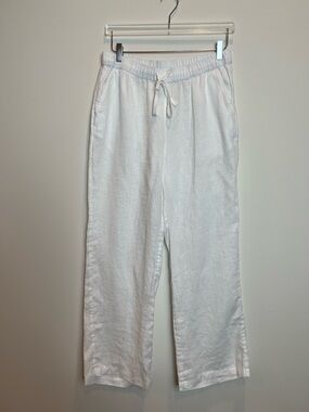 Caslon Lightweight White Drawstring Linen Pants Size Medium